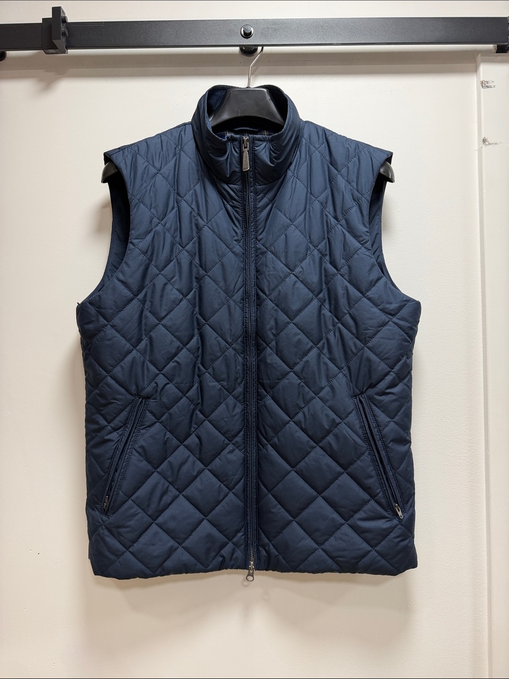 Brooks Brothers Navy Quilted Zip-Front Vest